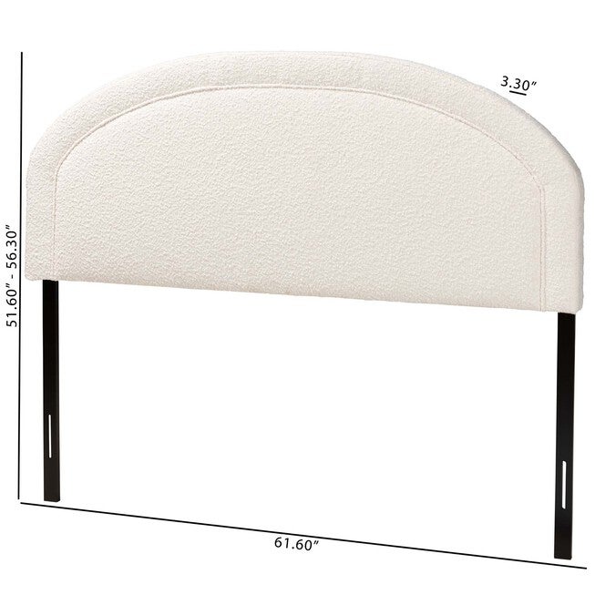 Fiana Modern Cream Boucle Fabric Queen Size Headboard, , alternate image number null