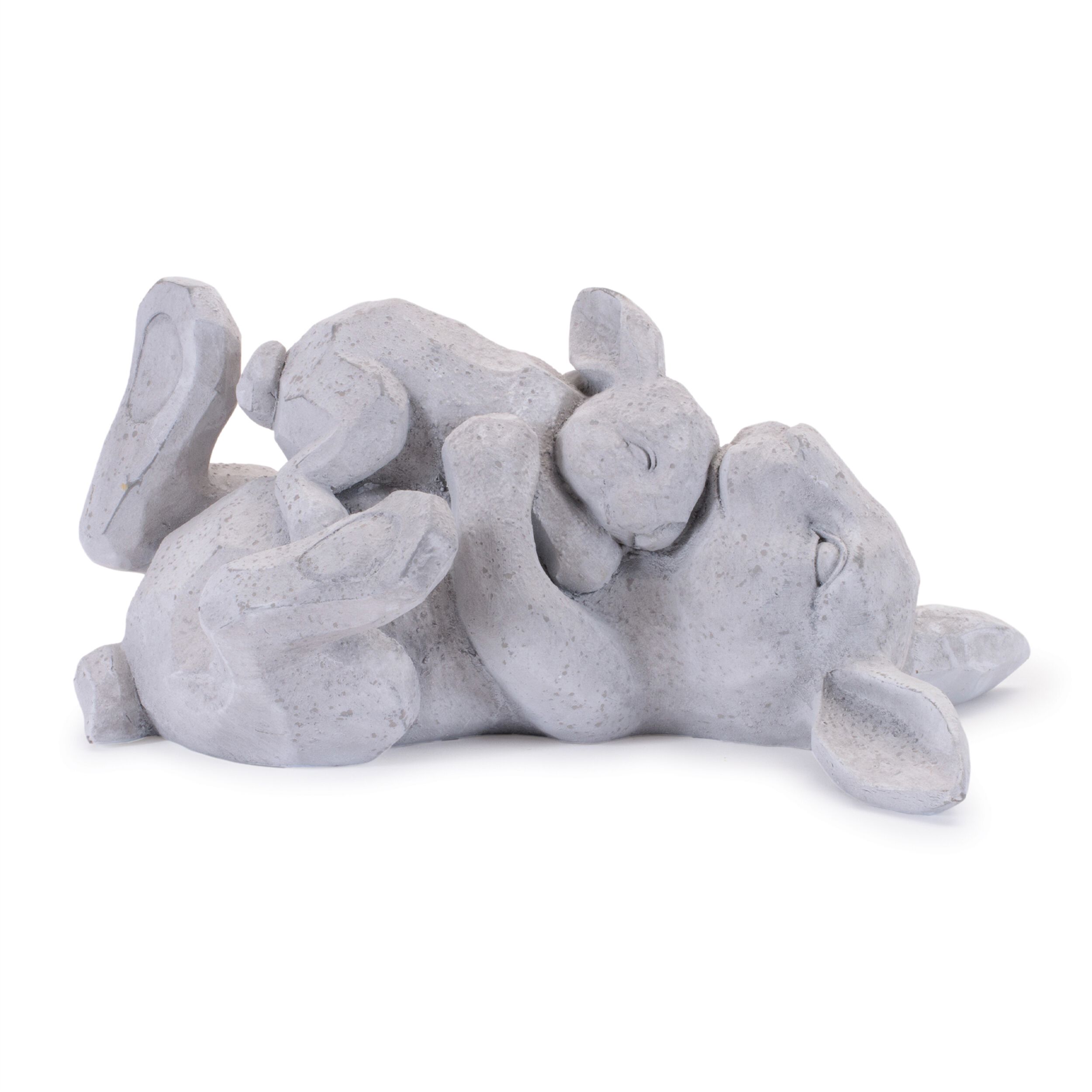 Laying Rabbit with Baby Bunny Figurine Set of 2, GRAY, alternate image number 1