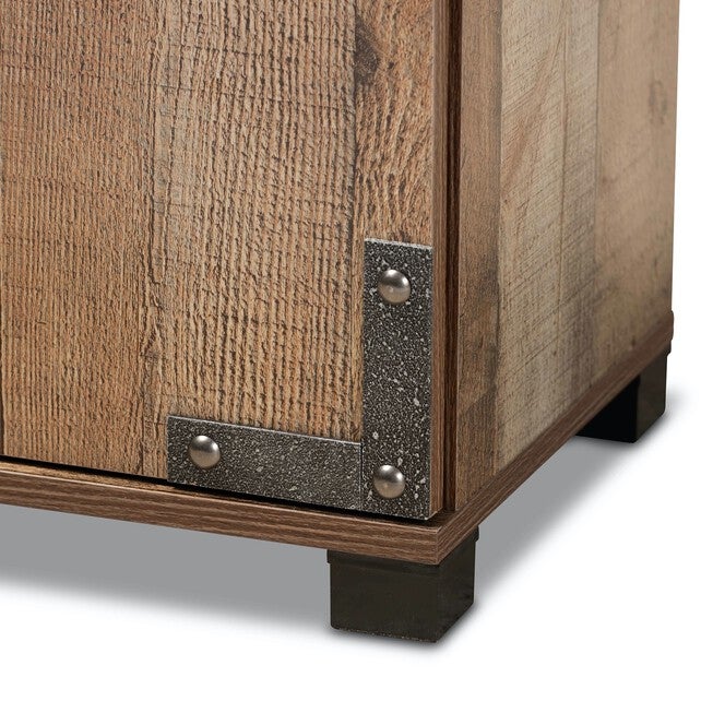 Cyrille Farmhouse Rustic Wood 2-Door Shoe Cabinet Furniture, , alternate image number 5