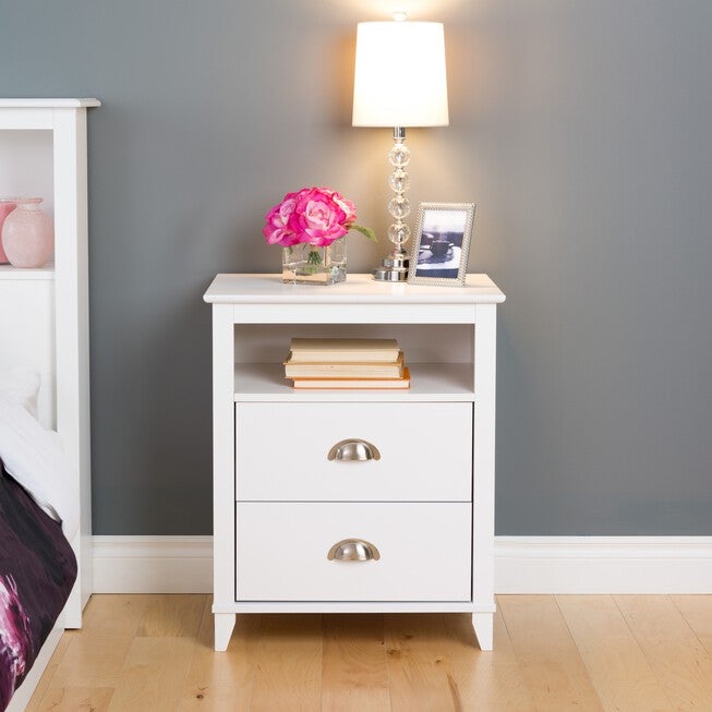 Yaletown 2-Drawer Tall Nightstand, WHITE, hi-res image number null