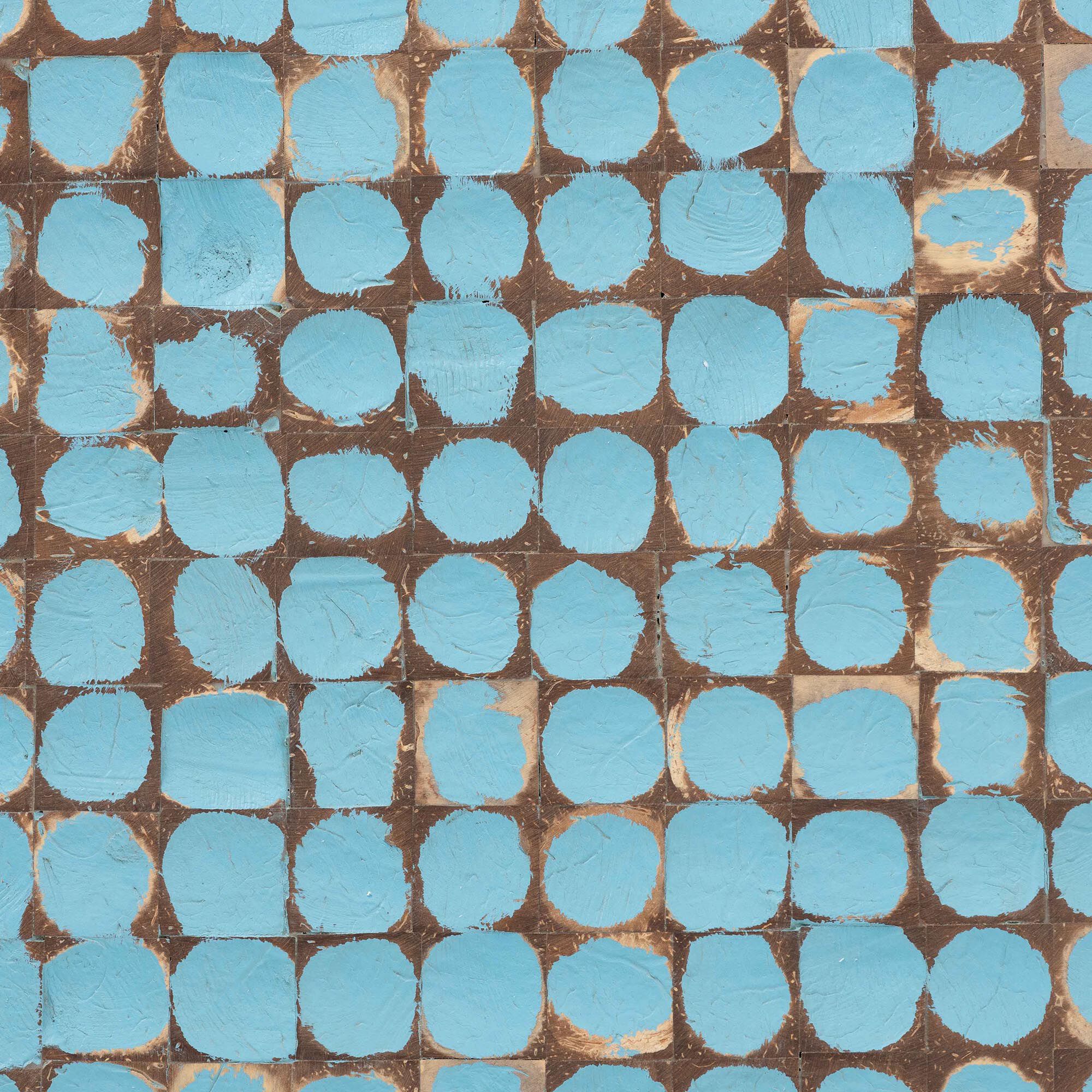 Janella Bohemian Coconut Shell and Acacia Wood End Table, BLUE, alternate image number 4