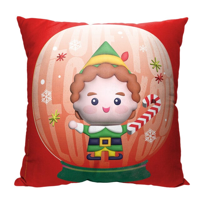 Wb Elf I Love You Snow Globe Printed Throw Pillow, O, hi-res image number 0