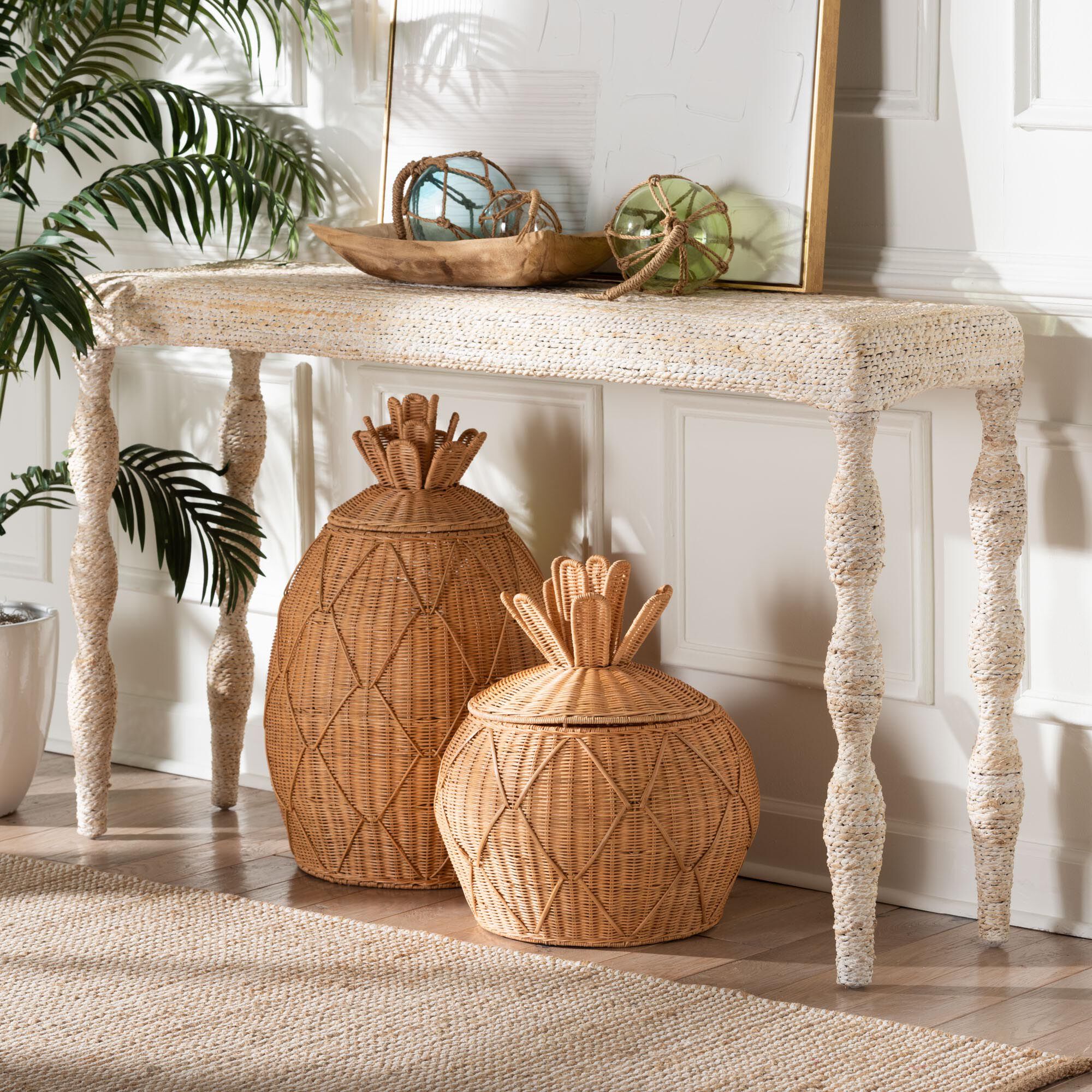 Lejane Woven Seagrass Console Table, WHITEWASH, alternate image number 6