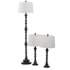 Set Of 3 Brown Polystone Traditional Floor Lamp, , alternate image number null