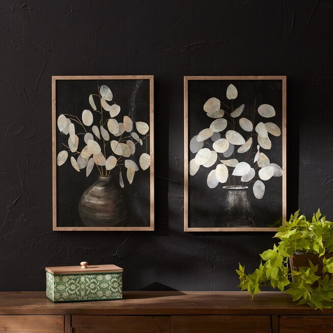 Beige Eucalyptus Print (Set of 2), BLACK/GREY, alternate image number null