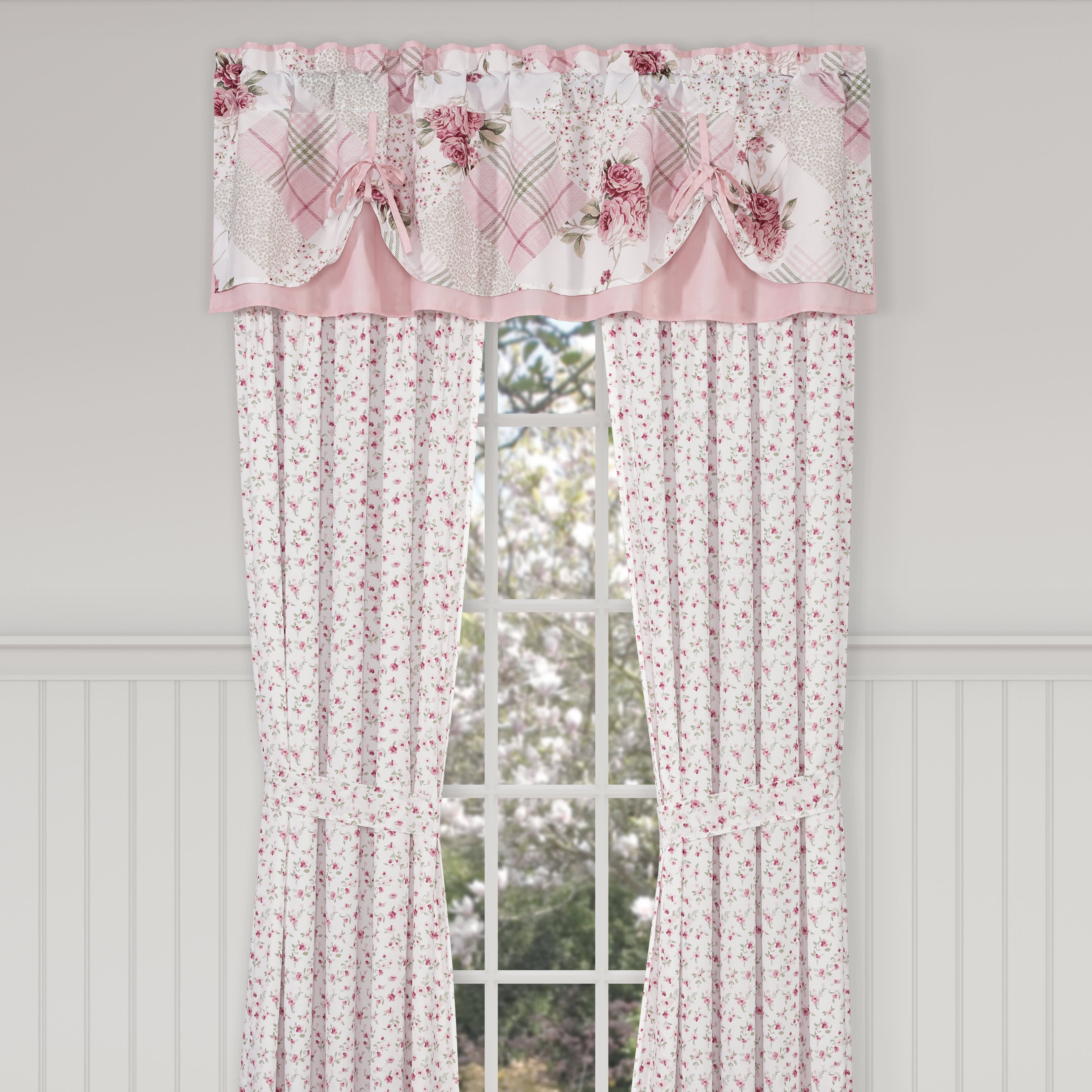 Bungalow Tieup Window Valance, ROSE, hi-res image number 0