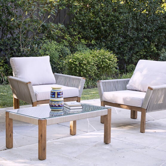 Brendina Outdoor Armchair w/ Cushions – 2pc Set, NATURAL, hi-res image number null