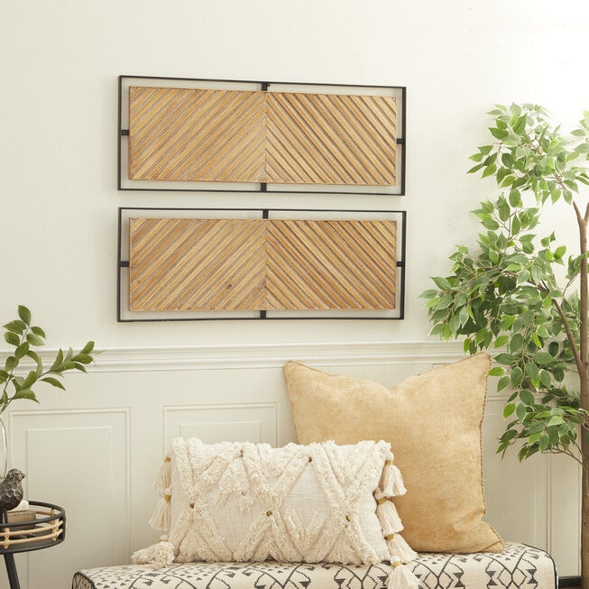 Set Of 2 Brown Metal Farmhouse Wall Décor, , alternate image number null