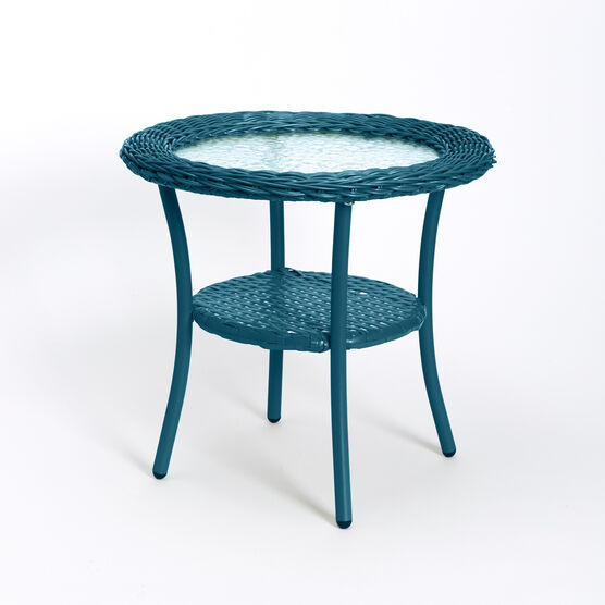 Roma All-Weather Wicker Side Table, TEAL, hi-res image number null