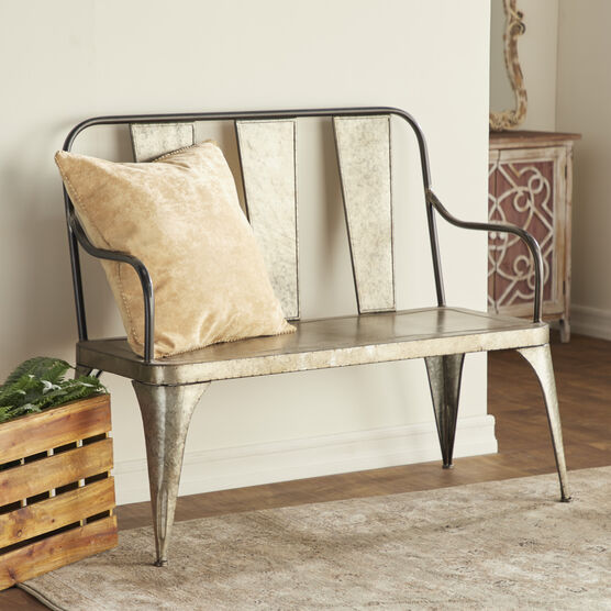 Silver Metal Farmhouse Bench, , alternate image number null