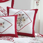 Ava Embroidered Cotton 16" Square Pillow, RED, hi-res image number null