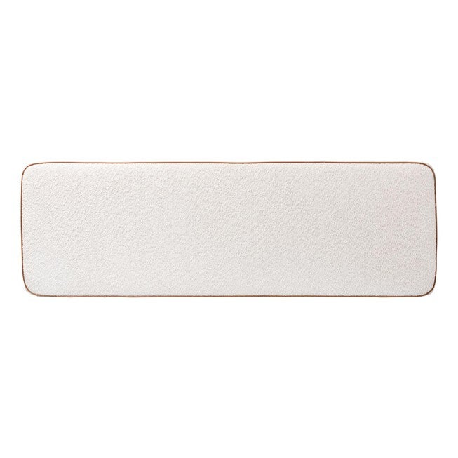 Belden Boucle Upholstered Wall-Mounted Queen Headboard - Padded Cushion Panel with Faux Leather Piping, WHITE, alternate image number null