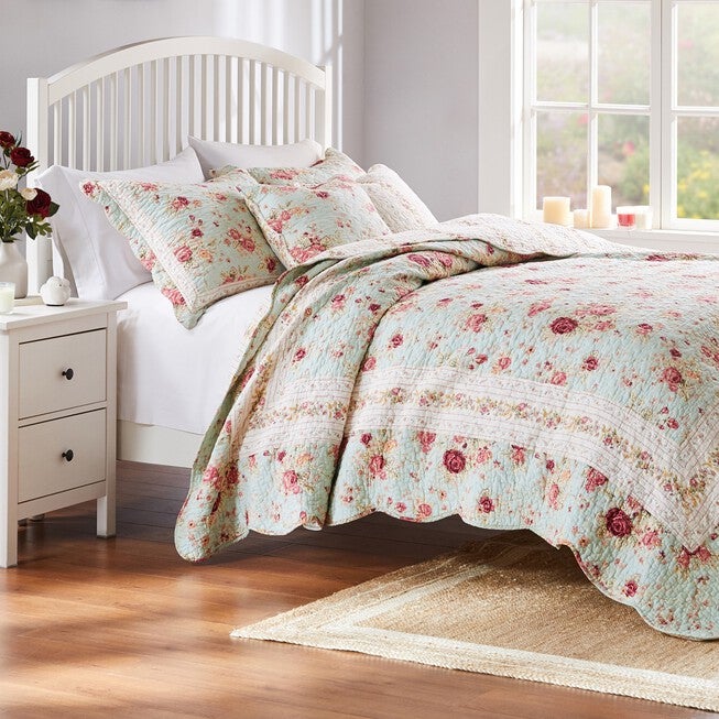 Antique Rose Quilt And Decorative Pillow Set, , on-hover image number 1