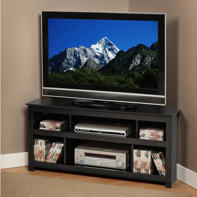 Vasari Corner Flat Panel Plasma/LCD TV Console, Black, BLACK, hi-res image number null