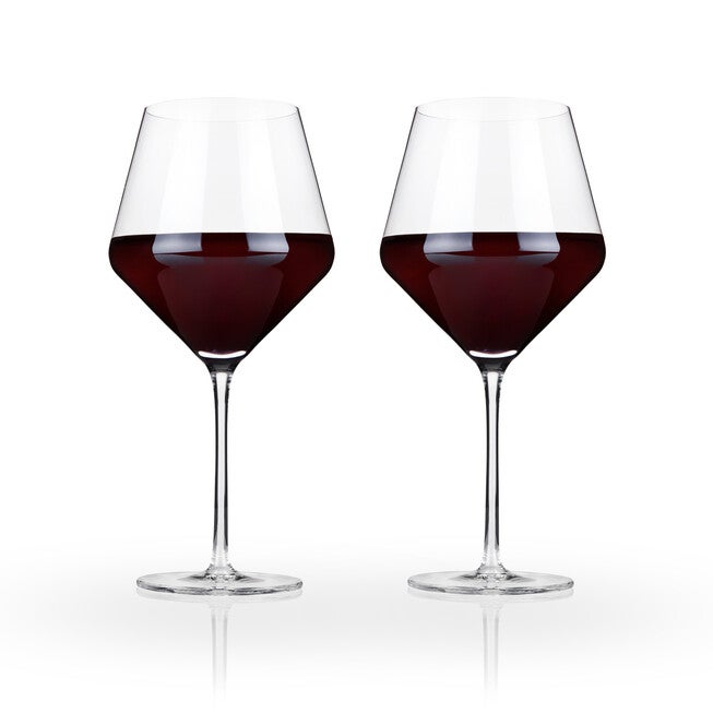 Angled Crystal Burgundy Glasses, CLEAR, hi-res image number 0
