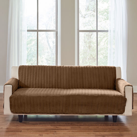 Extra-Long Reversible Plush Stripe Furniture Protector, 