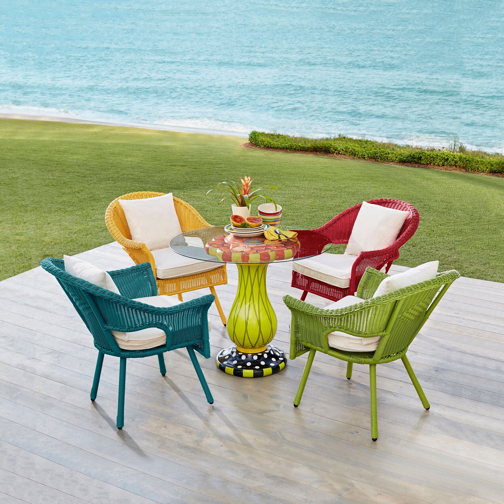 Roma Hand Woven Resin Wicker Stacking Chair Brylane Home