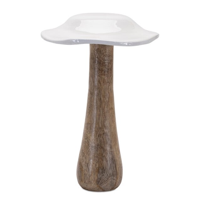 Wood Mushroom Decor (Set of 4), WHITE BROWN, alternate image number null