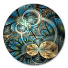 Symmetrical Blue Gold Fractal Flower Modern Wall Clock, , alternate image number null