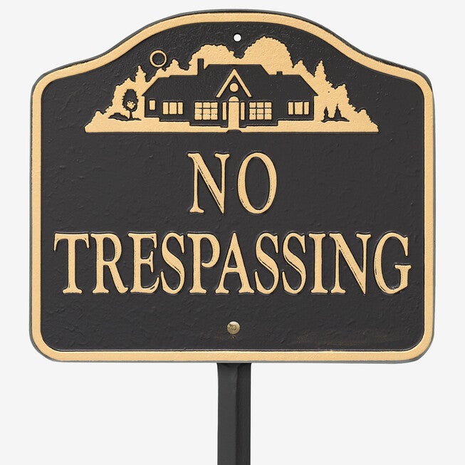 No Trespassing Sign, BLACK GOLD, hi-res image number null