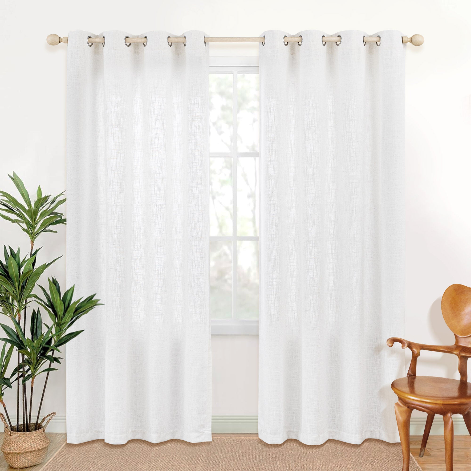 Slub Linen Texture Privacy and Light Filtering Grommet Pair