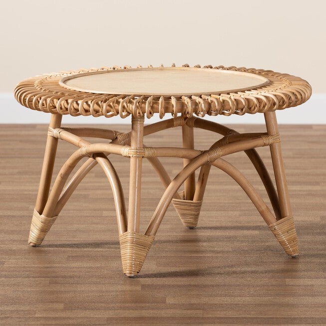 Elani Modern Bohemian Natural Rattan Coffee Table, , alternate image number null