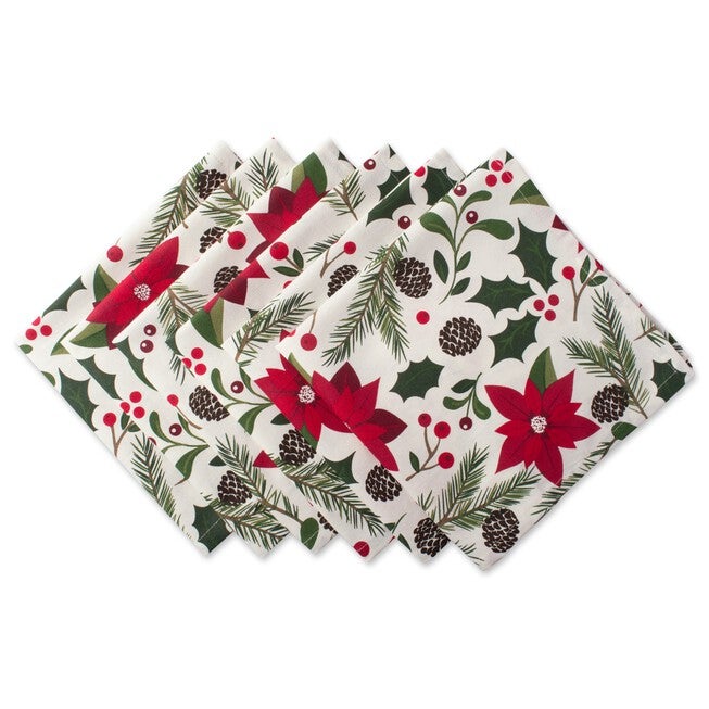 Woodland Christmas Napkin, Set of 6, RED, hi-res image number 0