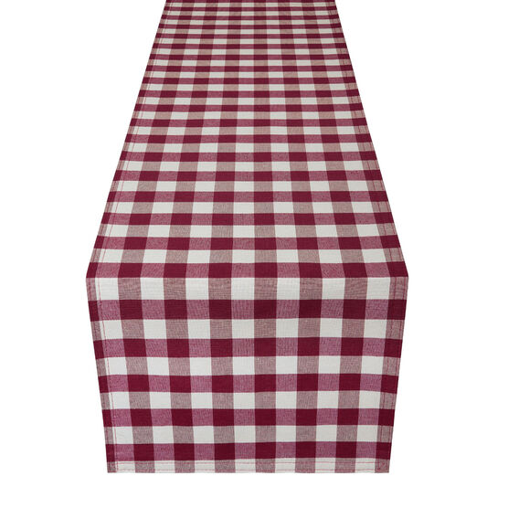 Buffalo Check Table Runner - 13-in x 48-in, BURGUNDY, hi-res image number null