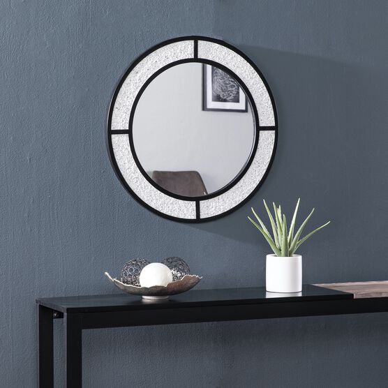 Hurtano Round Faux Stone Mirror, GRAY, hi-res image number null