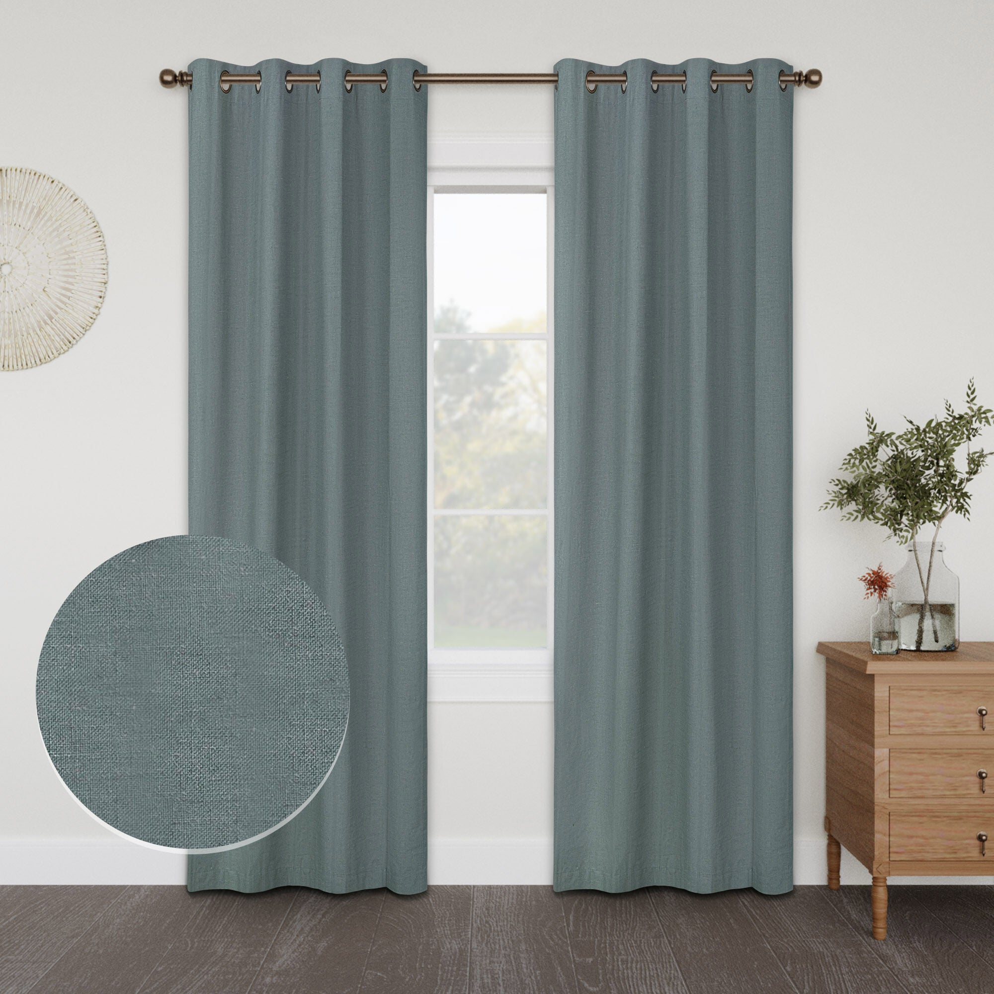 Linen Slub 100% Blackout Grommet Pair