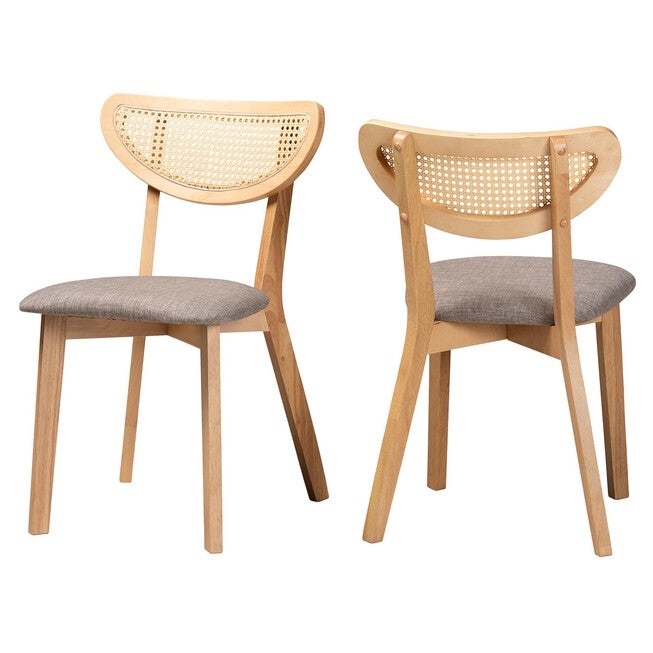 Dannell Mid-Century Modern Cream Fabric And Black Finished Wood Dining Chair, GREY NATURAL OAK, hi-res image number 0