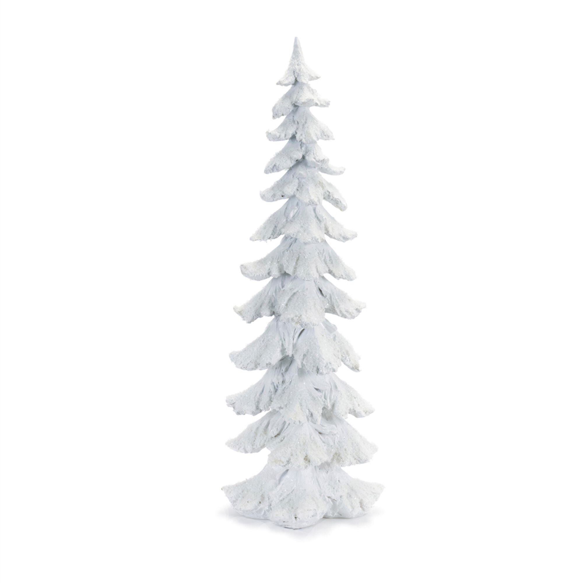 Flocked Pine Tree with Carved Design 26 inchesH, WHITE SILVER, hi-res image number 0