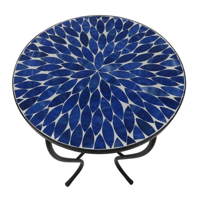 Lori Mosaic Folding Side Table, DARK BLUE, hi-res image number null