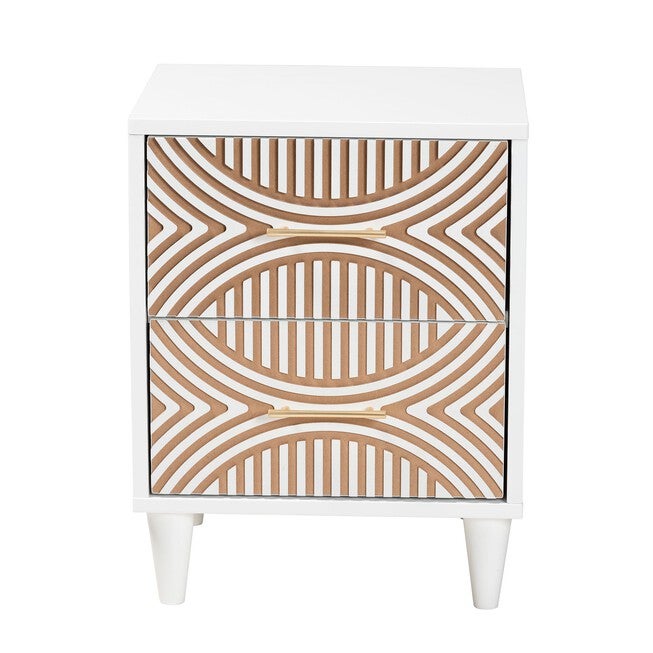 Louetta Carved Contrasting Nightstand, WHITE, alternate image number 3