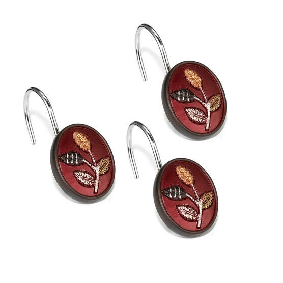 Aubury Shower Curtain Hooks, BURGUNDY