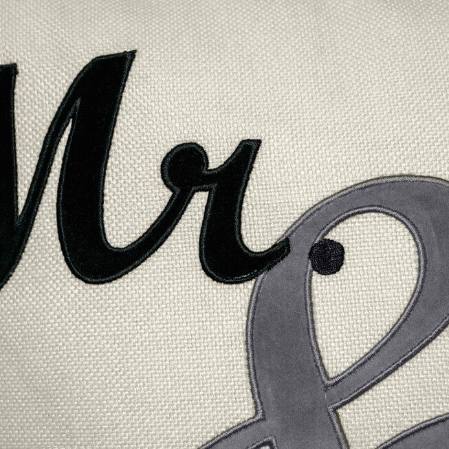 Celebrations ""Mr. & Mrs."" Cursive Embroidered Applique Decorative Pillow , , alternate image number 3