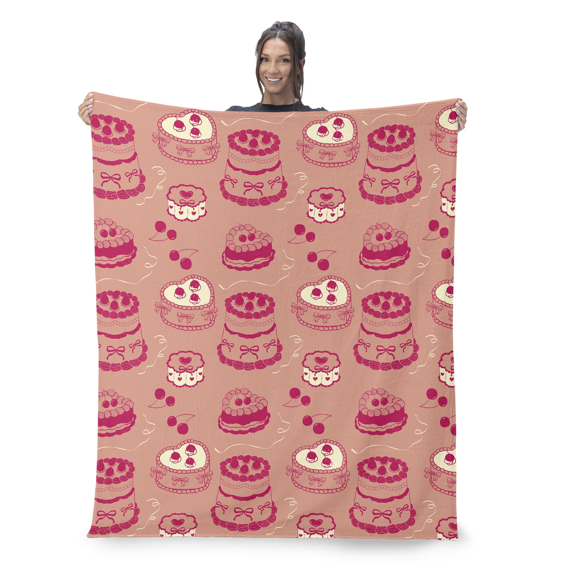 Valentine's Day V-Day Cakes Silk Touch Throw Blanket 50x60 Inches, VDAY CAKES, on-hover image number 1