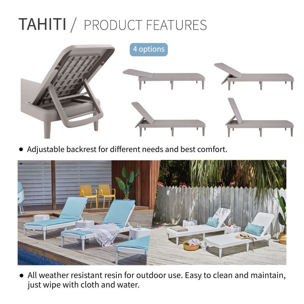Tahiti Chaise Lounge, WHITE, alternate image number 3