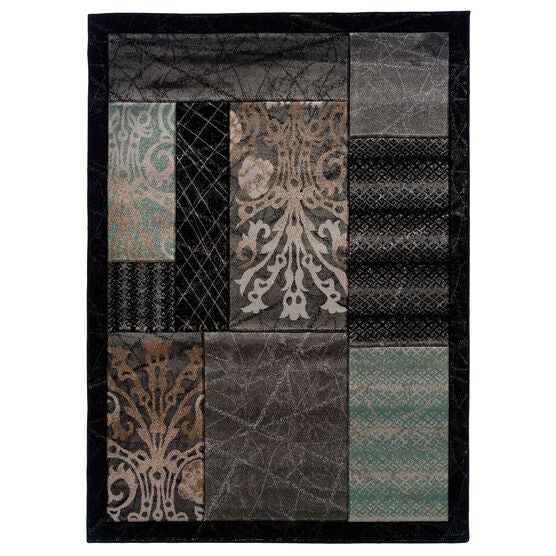 Milan Black/Black 2&apos;X3&apos; Area Rug, BLACK BLOCK