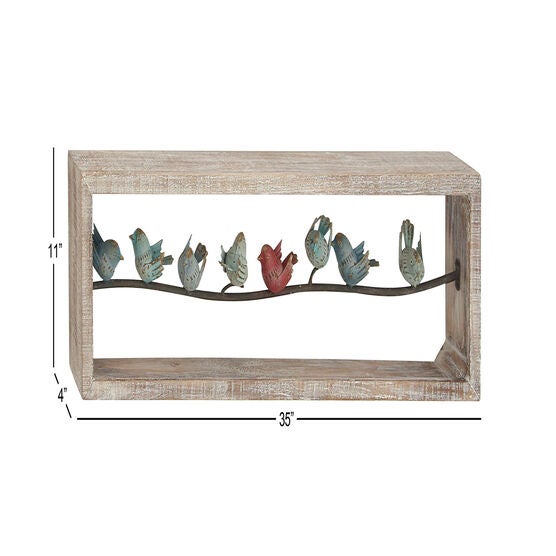 White Wood Farmhouse Birds Wall Decor, , alternate image number null