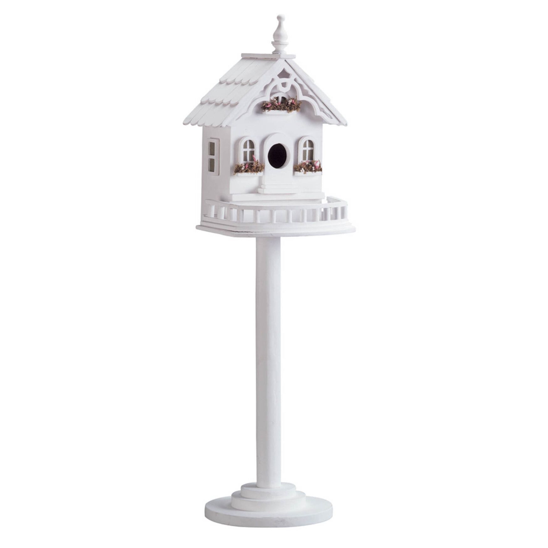 Freestanding Elegant Victorian Birdhouse, WHITE, hi-res image number 0