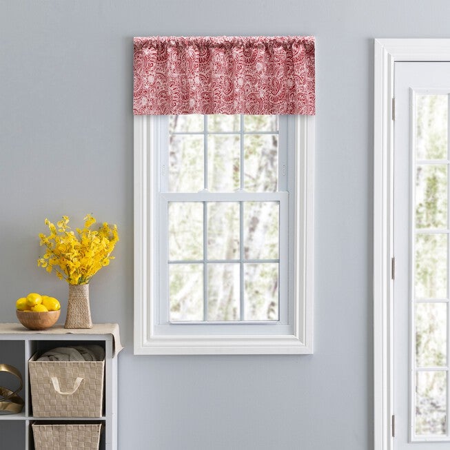 Segovia Curtain Tailored Valance, RED, hi-res image number 0