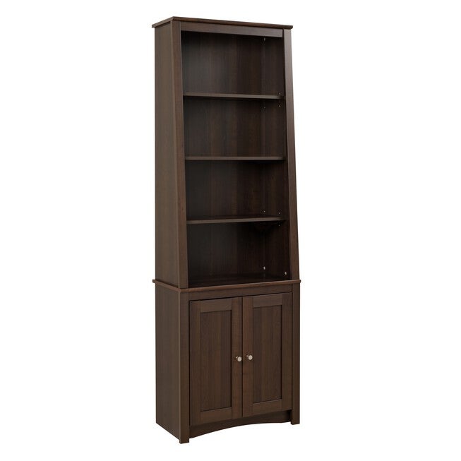 Tall Slant-Back Bookcase with 2 Shaker Doors, Espresso, , alternate image number 5