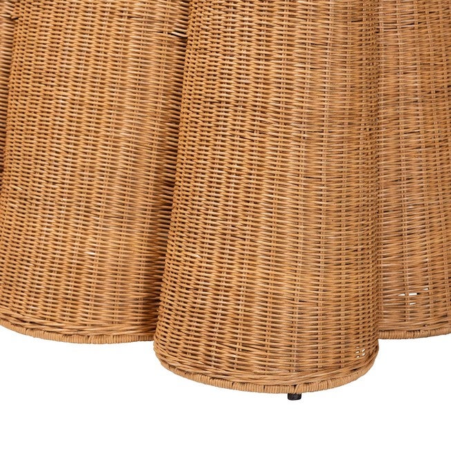 Palm Bohemian Honey Scallop Rattan Console Table, , alternate image number null