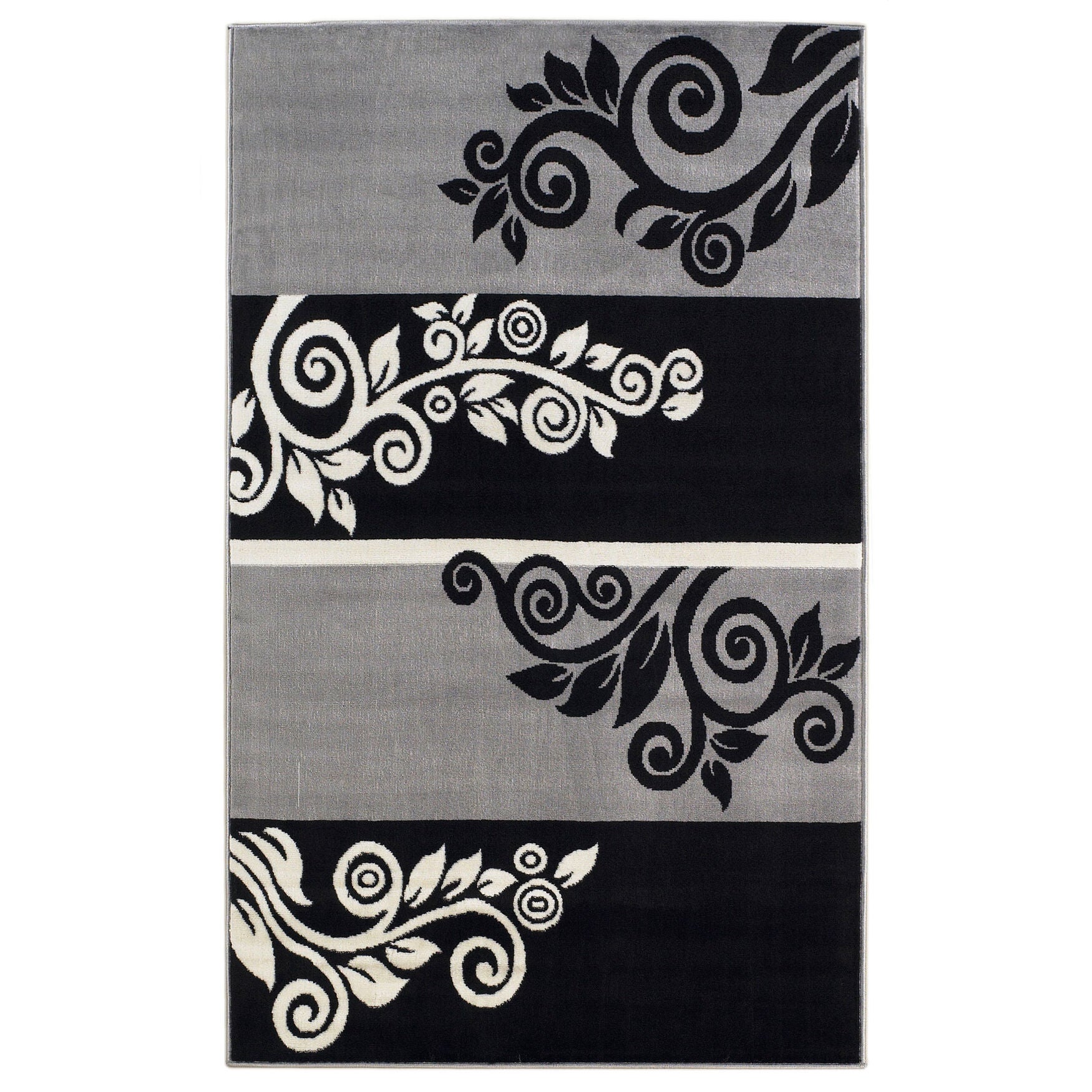 Capri Black/Grey 5&#39; x 7&#39; Area Rug, BLACK GREY, hi-res image number 0