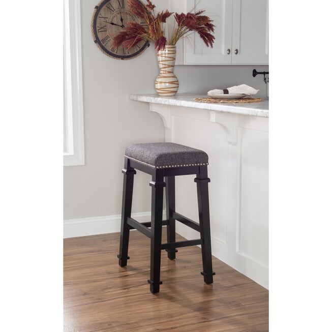 Kennedy Black Tweed Backless Bar Stool Backless Stools, , alternate image number null