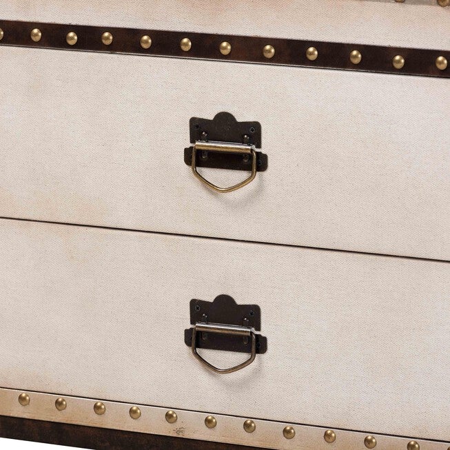 Heaton Vintage Weathered White Canvas 4-Drawer Storage Bench, BEIGE, alternate image number null
