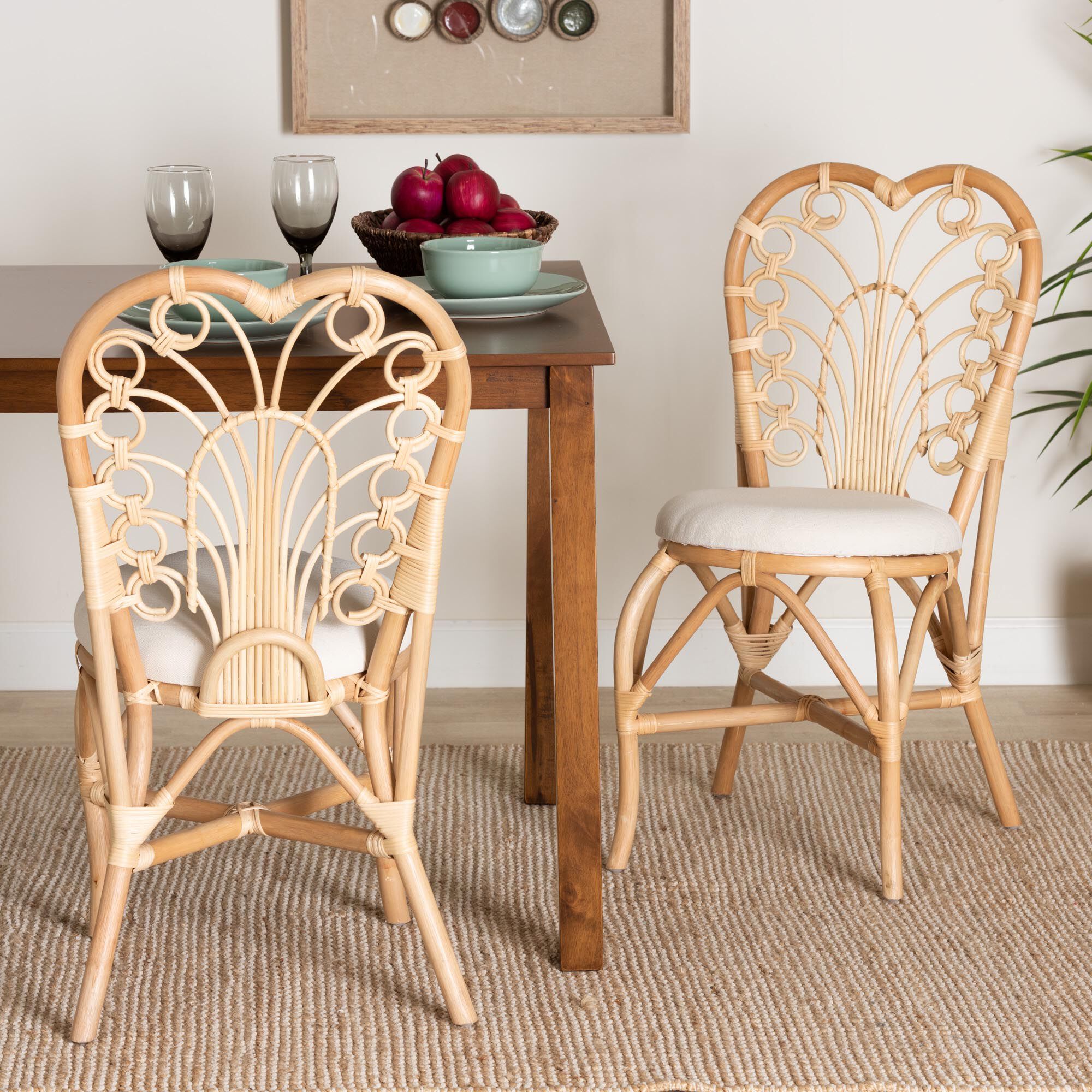 Jerica Modern Bohemian Natural Brown Rattan Dining Chair