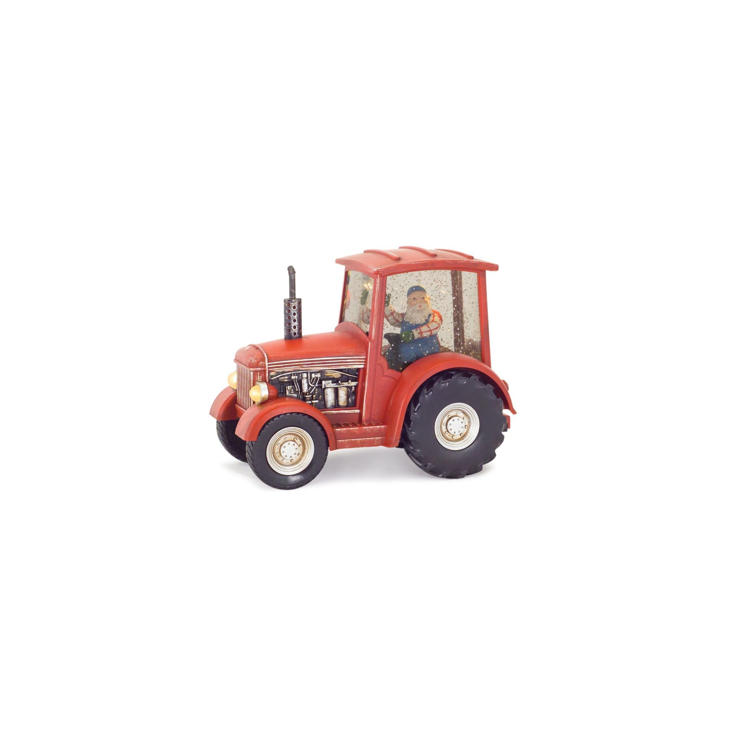 LED Snow Globe Tractor with Farmer Santa (Set of 2), RED GREEN, alternate image number 4