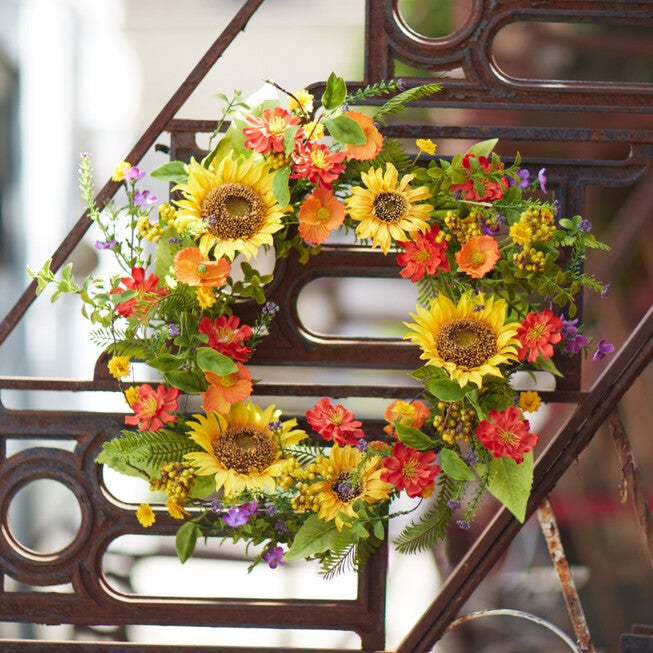 Sunflower Wreath 22 inchesD Polyester/Plastic, , alternate image number null